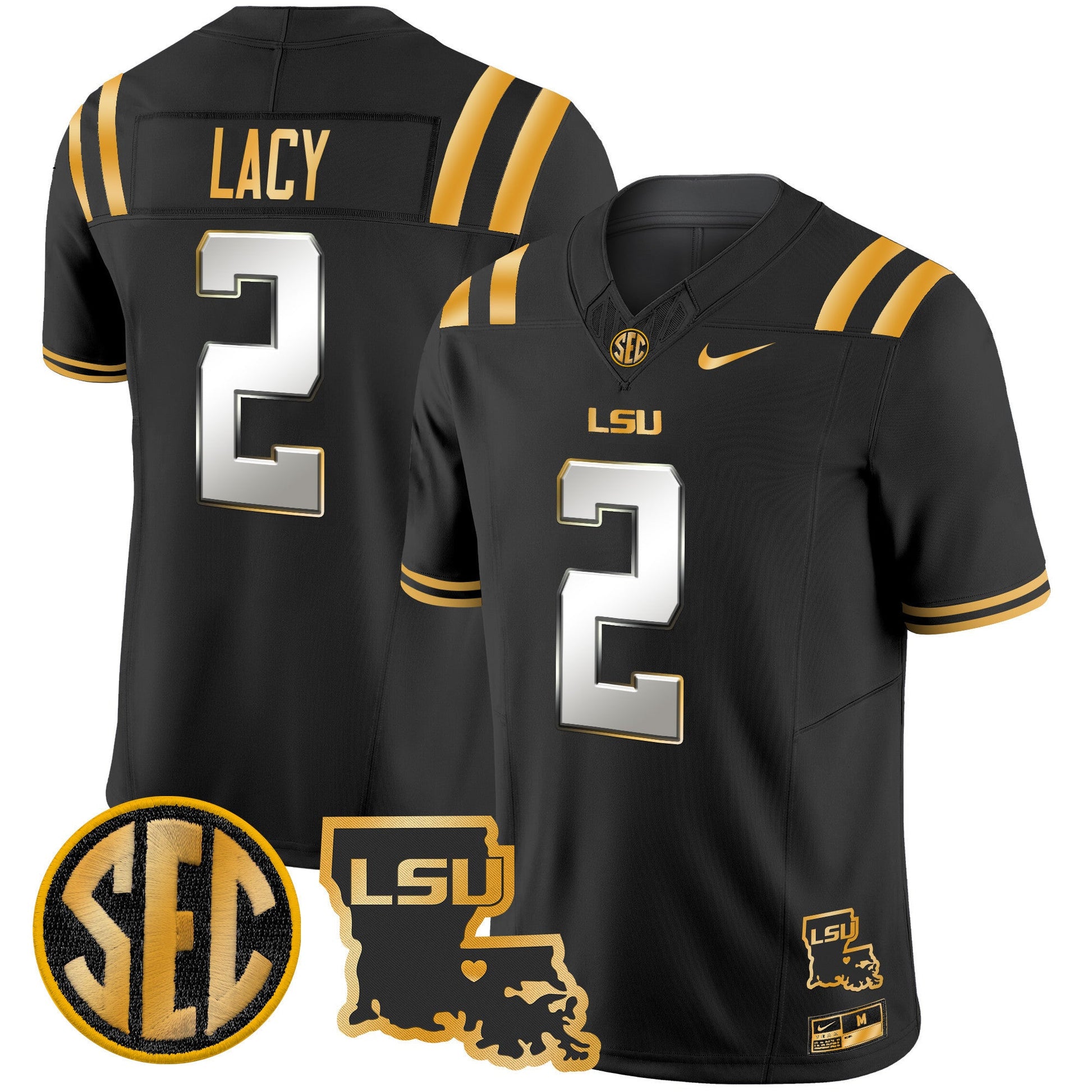 Men's LSU Tigers 2025 Louisiana Patch Gold Vapor Limited Jersey - All Stitched