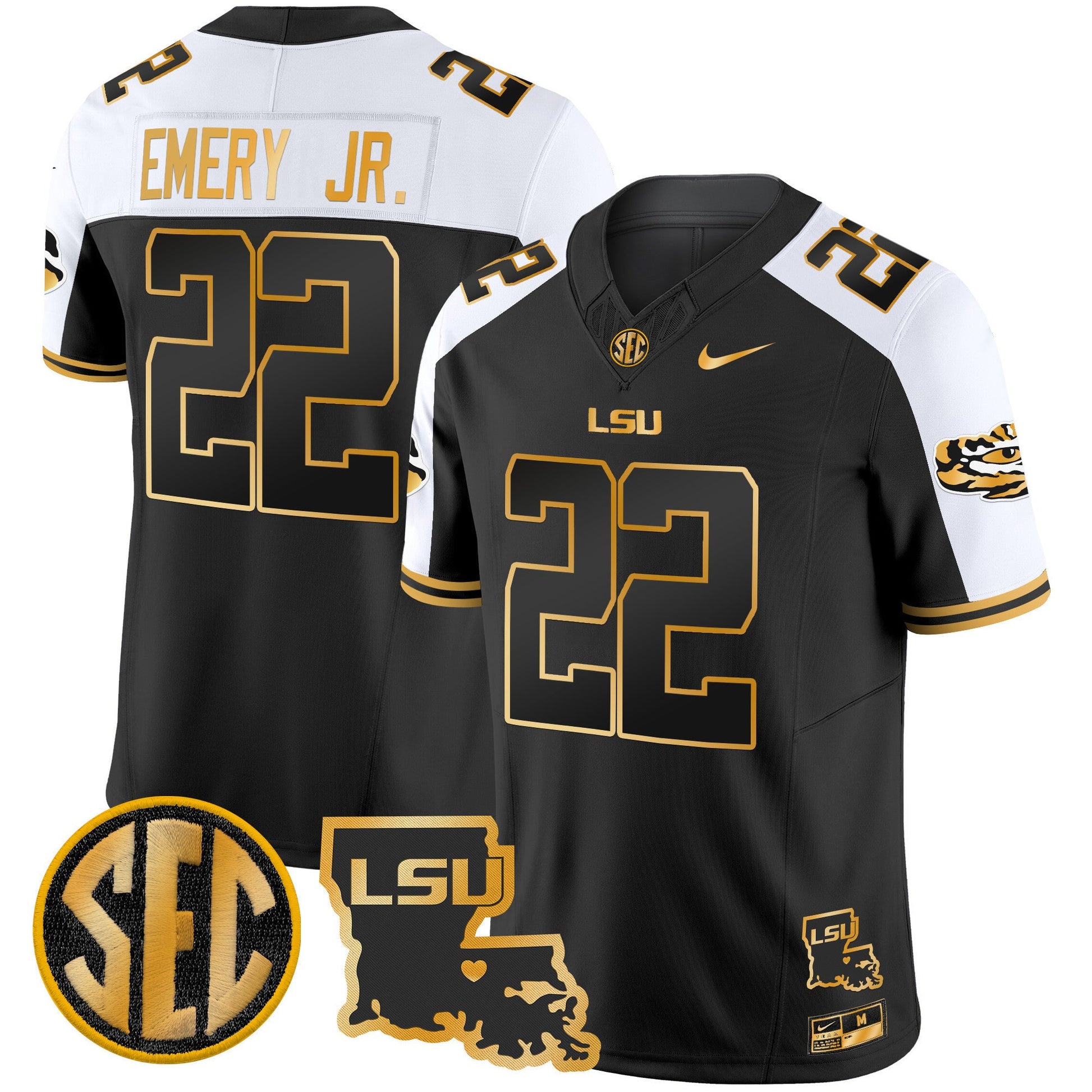 Men's LSU Tigers 2025 Louisiana Patch Gold Vapor Limited Jersey - All Stitched