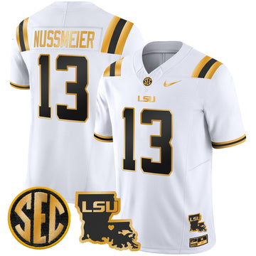 Men's LSU Tigers 2025 Louisiana Patch Gold Vapor Limited Jersey - All Stitched