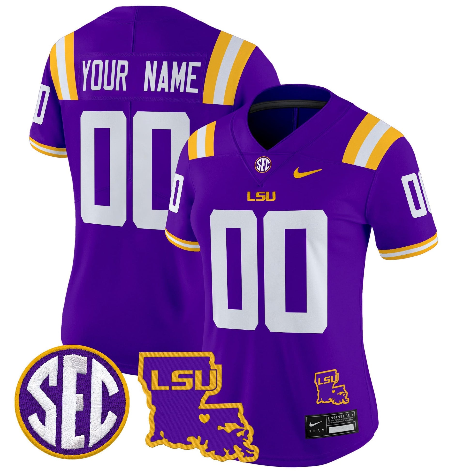 LSU Tigers 2025 Louisiana Patch Vapor Limited Custom Jersey - All Stitched