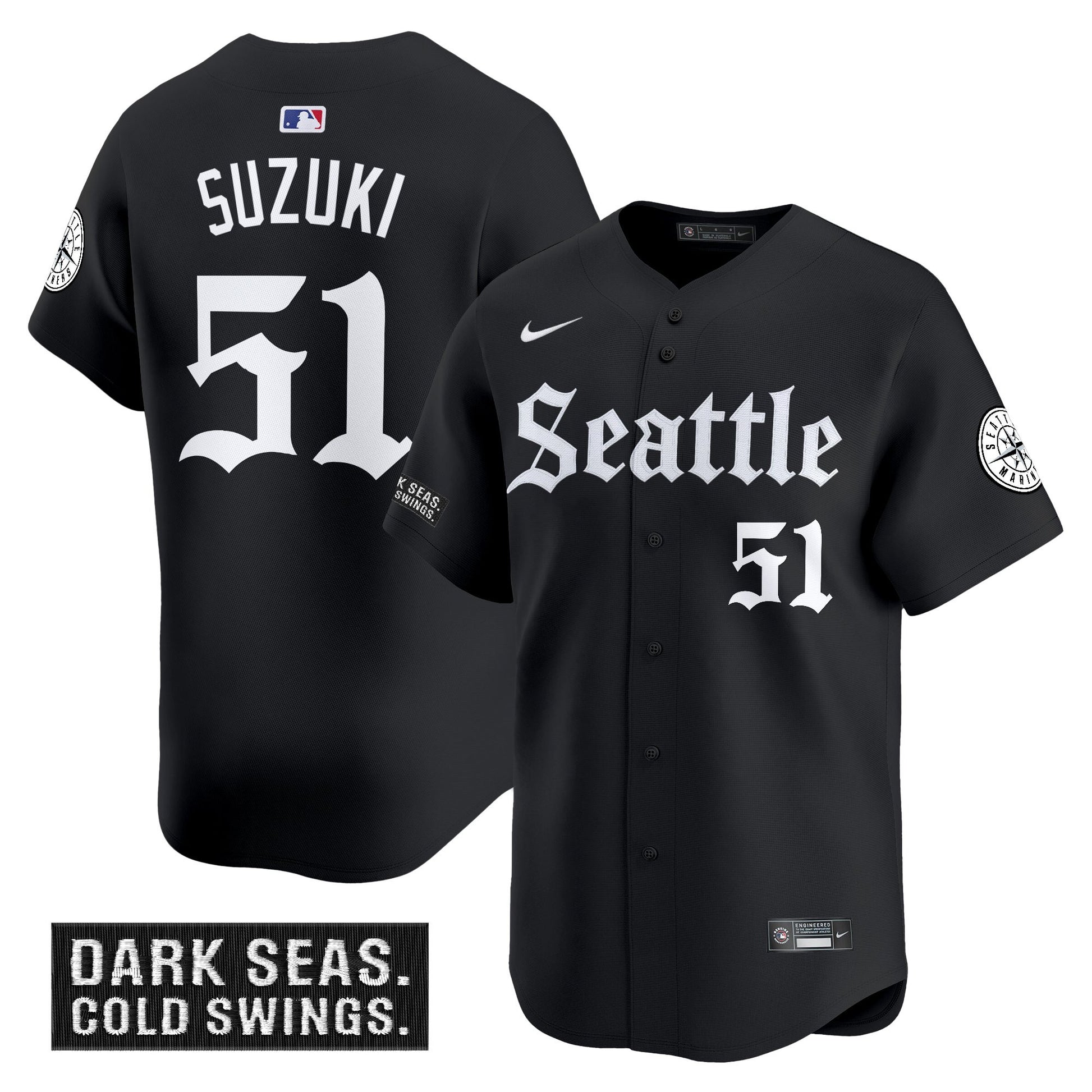 Men's Seattle Mariners 'Deep Sea Gothic Edition' Vapor Premier Limited Jersey - All Stitched