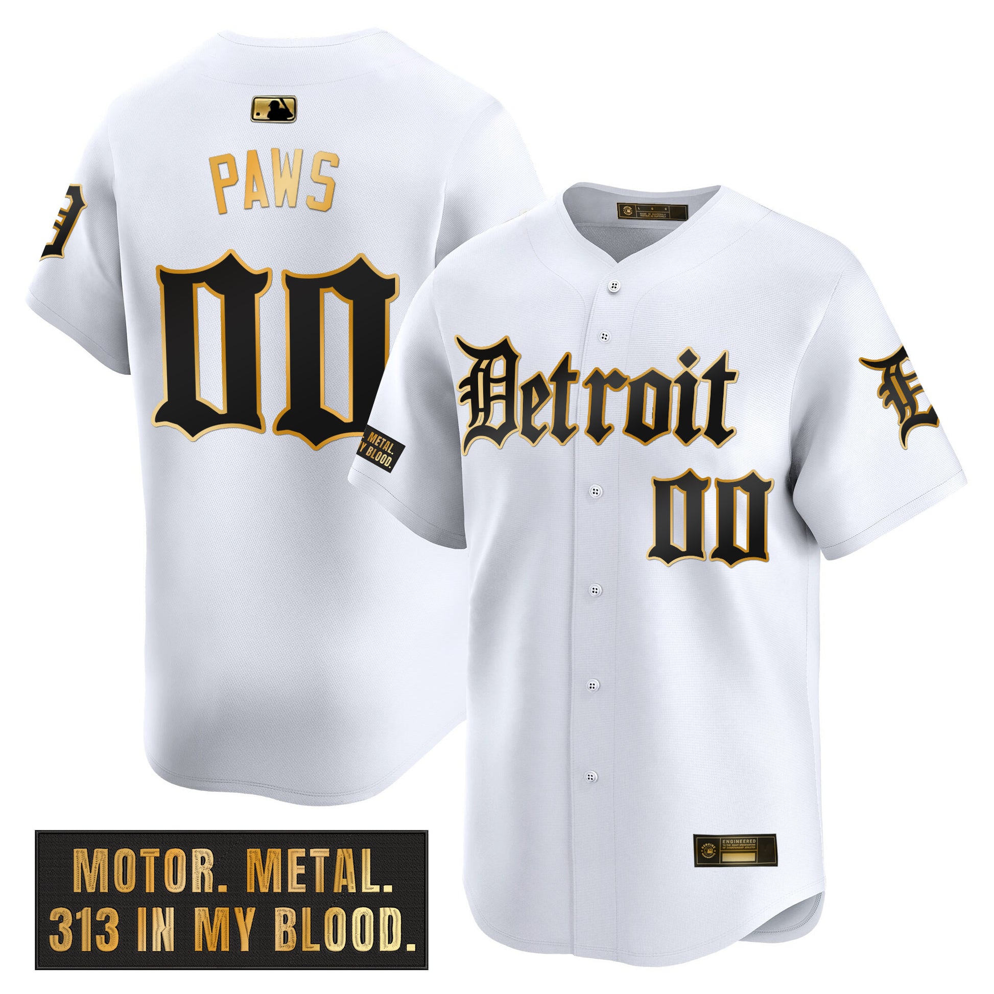 Men's Detroit Tigers 'Motor Gothic Edition' Gold Vapor Premier Limited Jersey - All Stitched