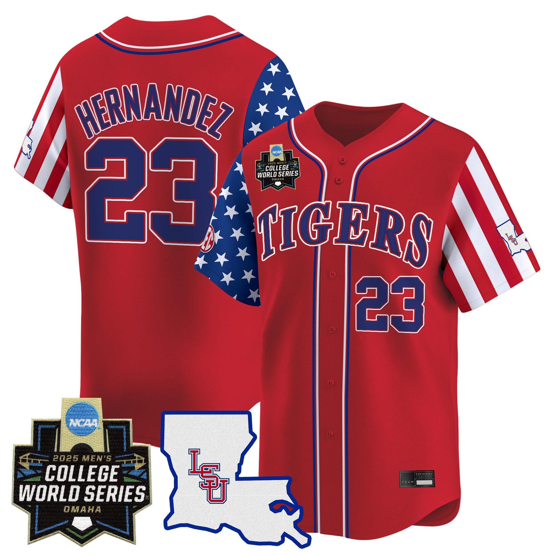 Men's LSU Tigers 2025 Independence Day Vapor Premier Limited Jersey - World Series Patch - All Stitched