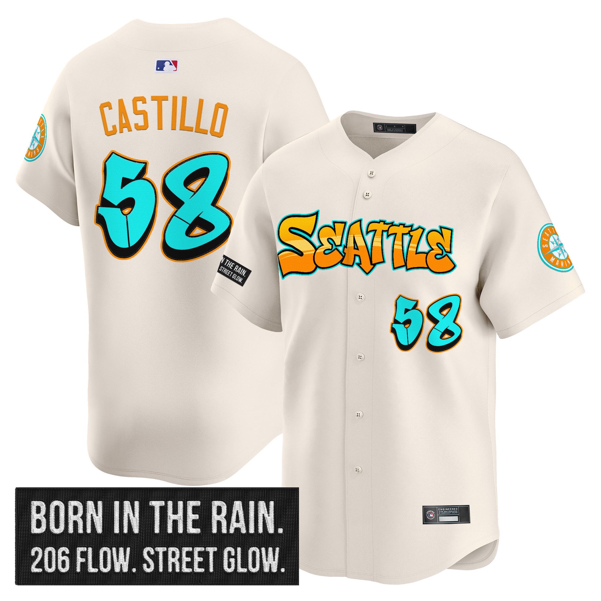 Men's Seattle Mariners 'Graffiti Emerald Drop Edition' Vapor Premier Limited Jersey - All Stitched