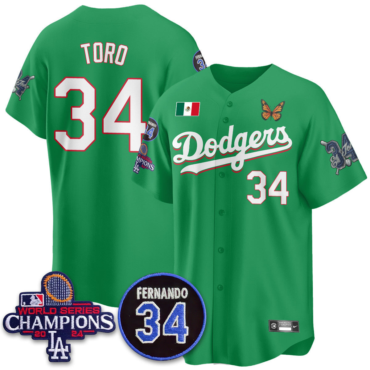 Los Angeles Dodgers Mexican "For 34" Custom Jersey - All Stitched
