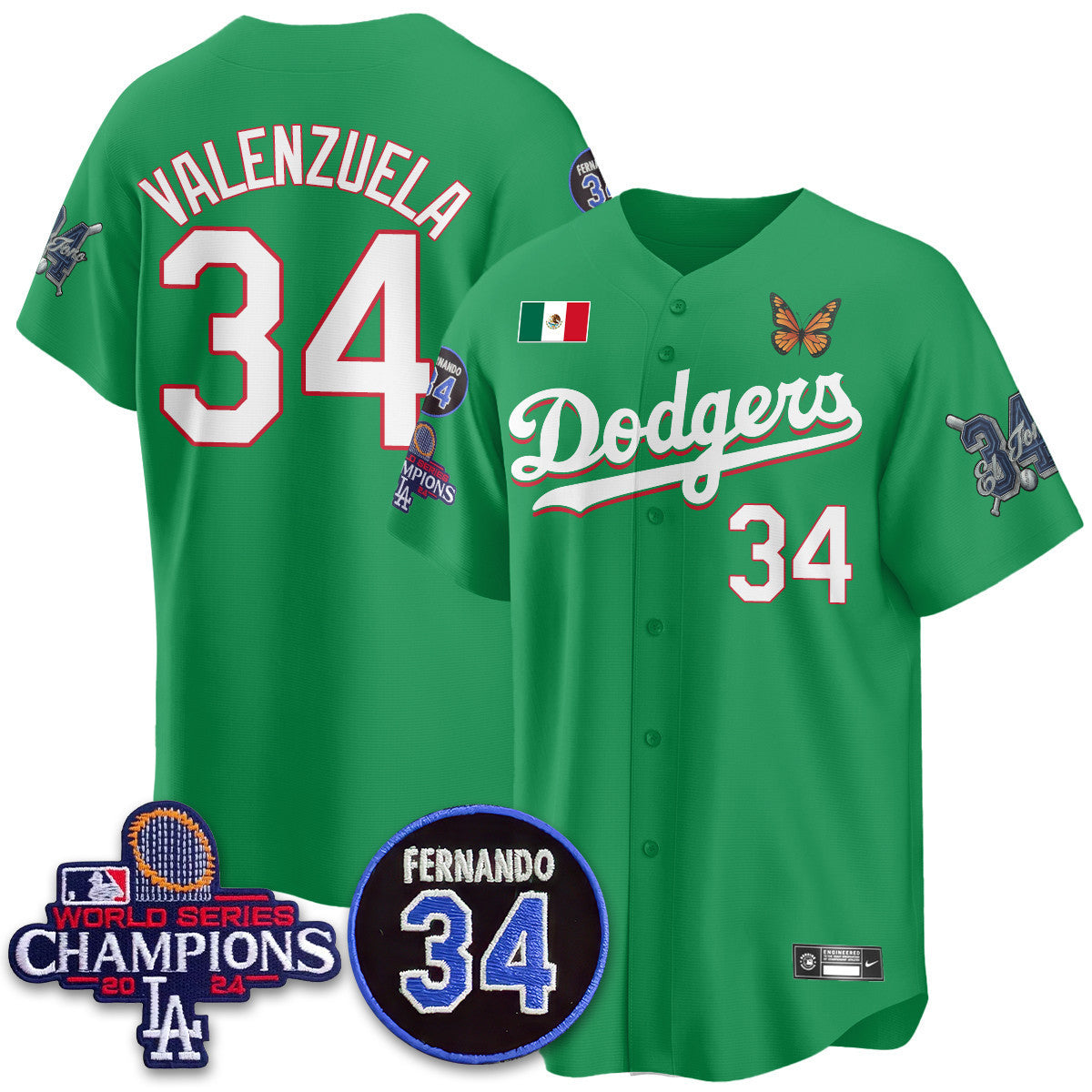 Los Angeles Dodgers Mexican "For 34" Custom Jersey - All Stitched