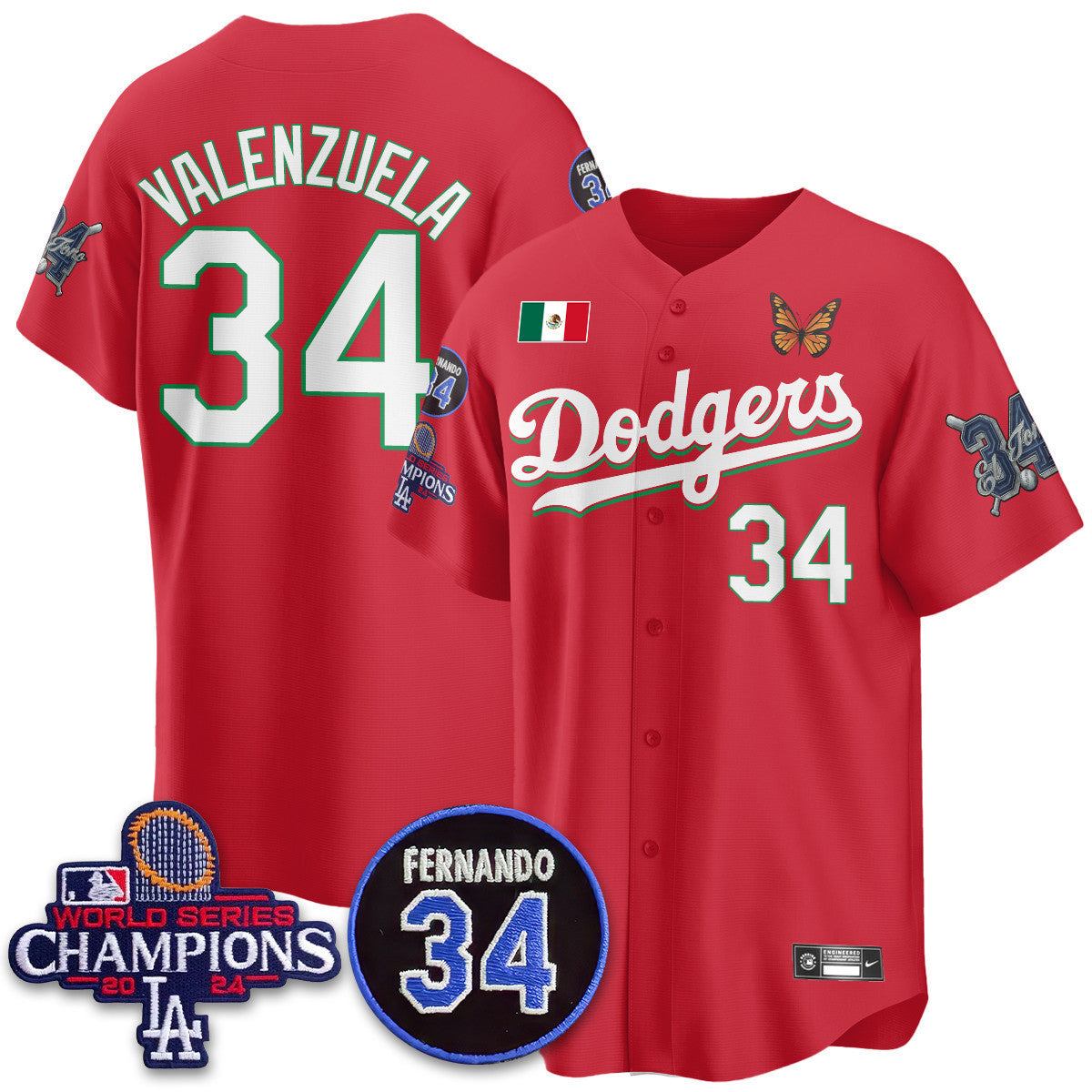 Los Angeles Dodgers Mexican "For 34" Custom Jersey - All Stitched