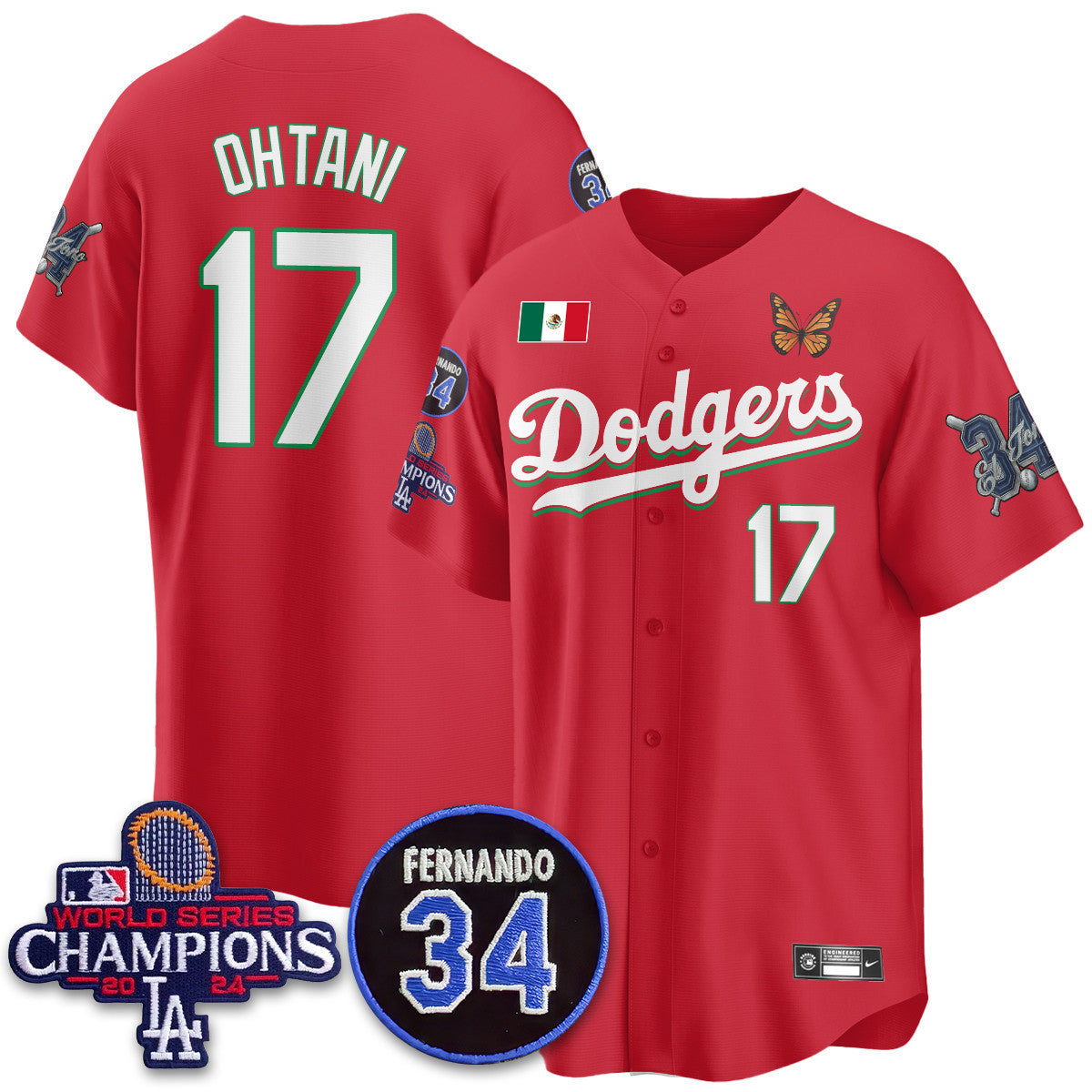 Los Angeles Dodgers Mexican "For 34" Custom Jersey - All Stitched