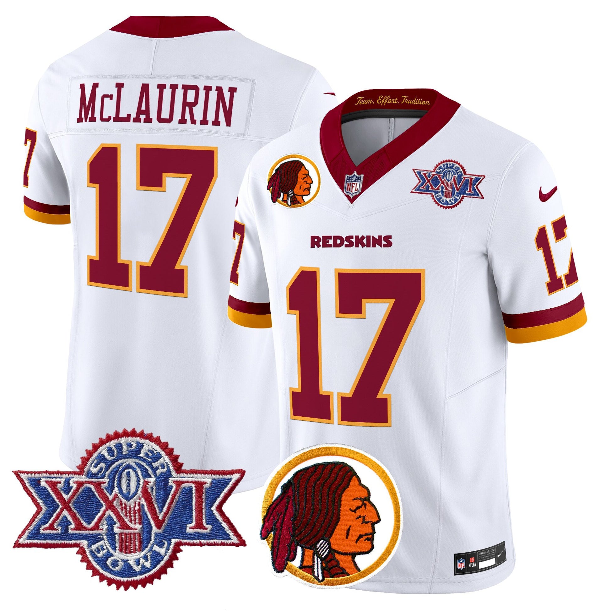 Men's Washington Redskins Throwback 1992 Super Bowl XXVI Patch Vapor Limited Jersey V2 - All Stitched