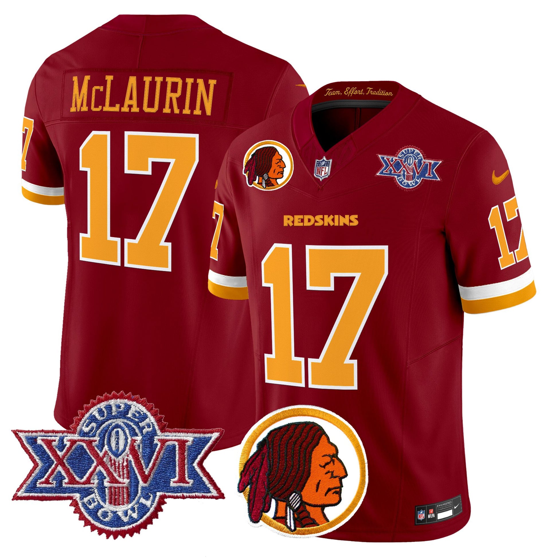 Men's Washington Redskins Throwback 1992 Super Bowl XXVI Patch Vapor Limited Jersey V2 - All Stitched