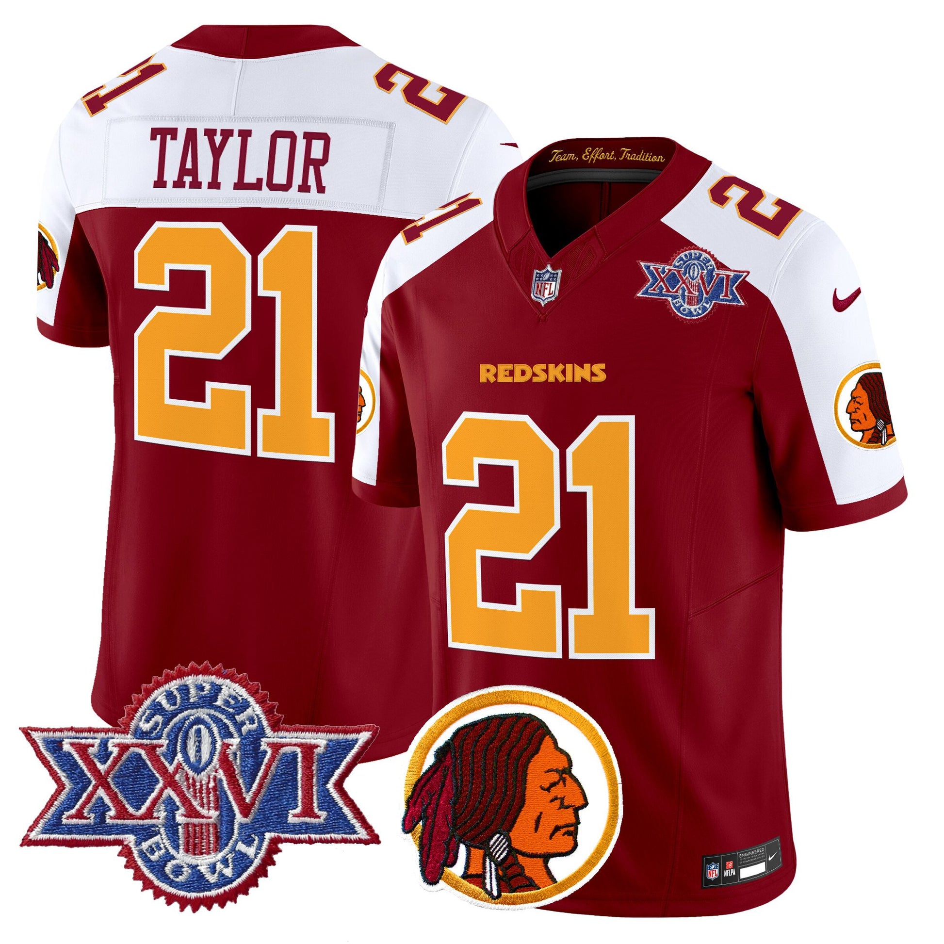 Men's Washington Redskins Throwback 1992 Super Bowl XXVI Patch Vapor Limited Jersey V2 - All Stitched