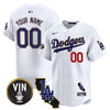 Dodgers Vin & California Patch Gold Trim Vapor Premier Limited Custom Jersey - All Stitched