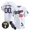 Dodgers Vin & California Patch Gold Trim Vapor Premier Limited Custom Jersey - All Stitched