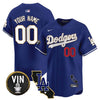 Dodgers Vin & California Patch Gold Trim Vapor Premier Limited Custom Jersey - All Stitched