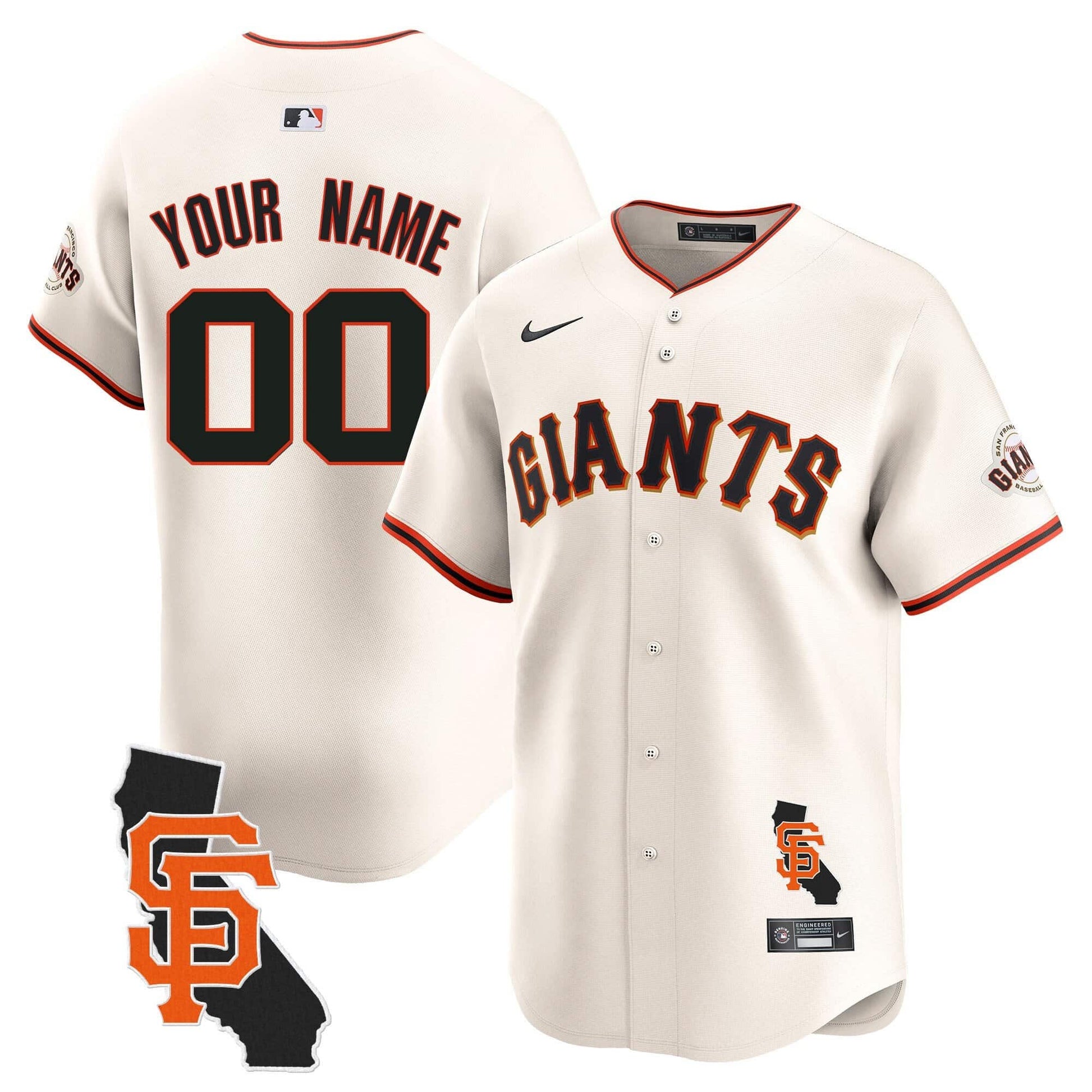 San Francisco Giants California Patch Vapor Premier Limited Custom Jersey - All Stitched
