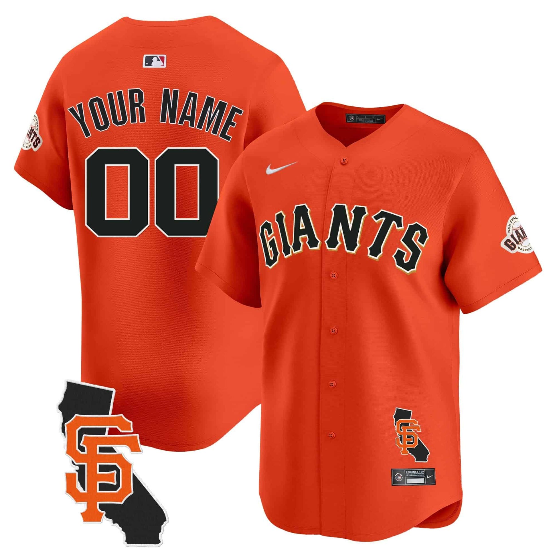 San Francisco Giants California Patch Vapor Premier Limited Custom Jersey - All Stitched