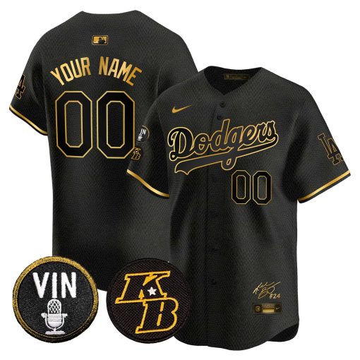 Dodgers Vin Patch & Kobe Bryant Signature Vapor Premier Limited Custom Jersey - All Stitched