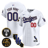Dodgers Vin Patch & Kobe Bryant Gold Trim Vapor Premier Limited Custom Jersey V2 - All Stitched