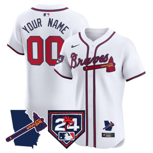 Atlanta Braves 2024 Spring Training & Georgia Patch Vapor Premier Elite Custom Jersey - All Stitched