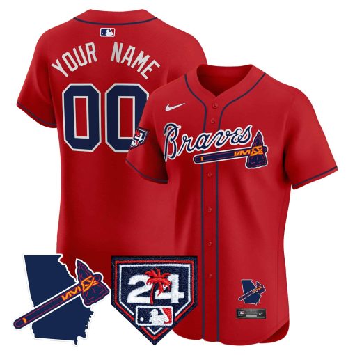 Atlanta Braves 2024 Spring Training & Georgia Patch Vapor Premier Elite Custom Jersey - All Stitched