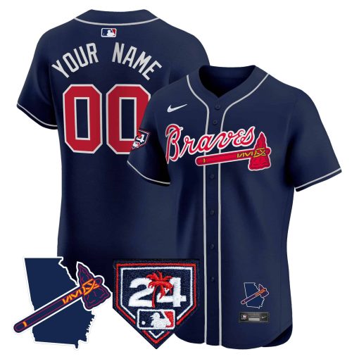 Atlanta Braves 2024 Spring Training & Georgia Patch Vapor Premier Elite Custom Jersey - All Stitched