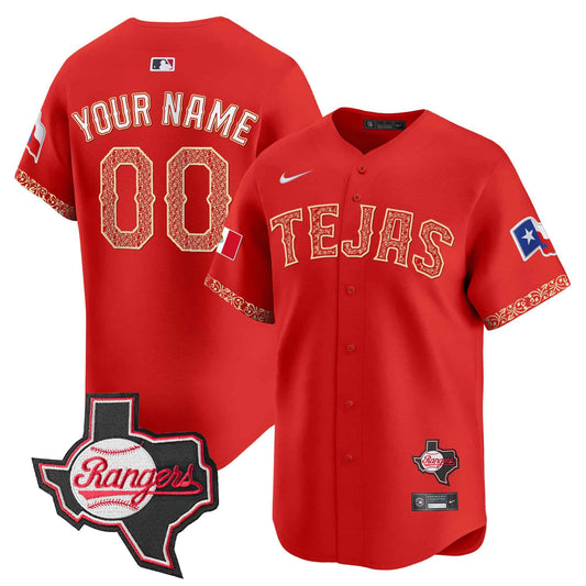 Texas Rangers Mexico Texas Patch Vapor Premier Limited Custom Jersey - All Stitched