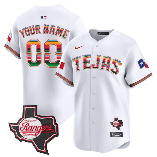 Texas Rangers Mexico Texas Patch Vapor Premier Limited Custom Jersey - All Stitched