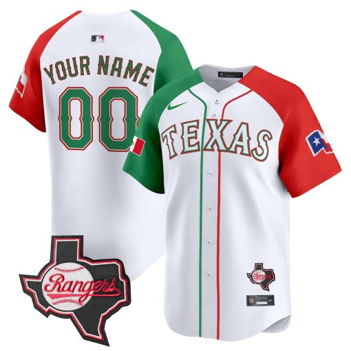Texas Rangers Mexico Texas Patch Vapor Premier Limited Custom Jersey - All Stitched