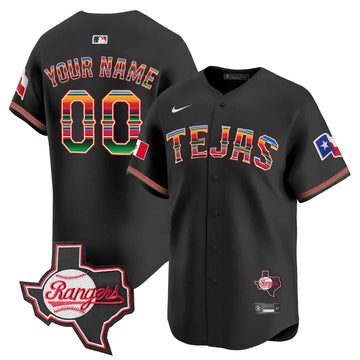 Texas Rangers Mexico Texas Patch Vapor Premier Limited Custom Jersey - All Stitched