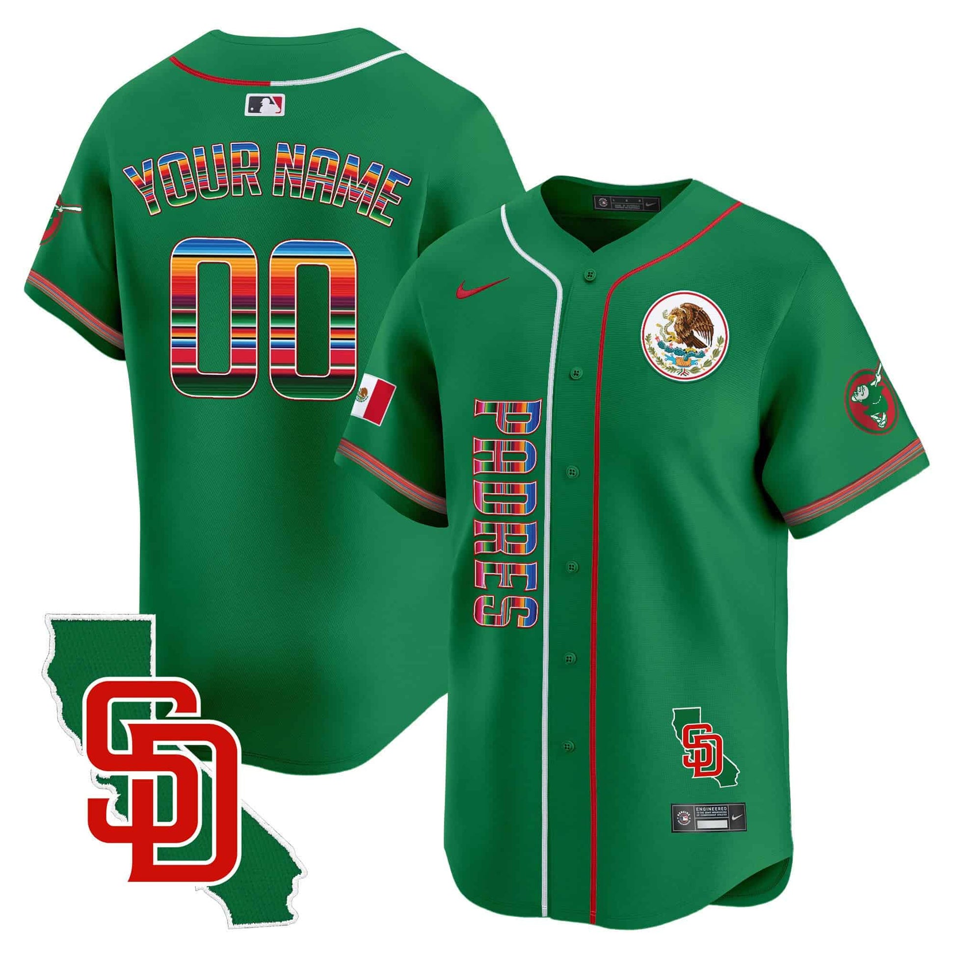 Padres Mexico California Patch Vapor Premier Limited Custom Jersey V2 – All Stitched