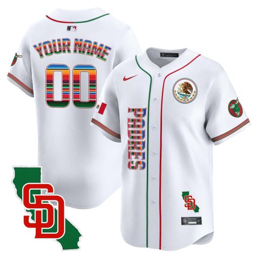 Padres Mexico California Patch Vapor Premier Limited Custom Jersey V2 – All Stitched