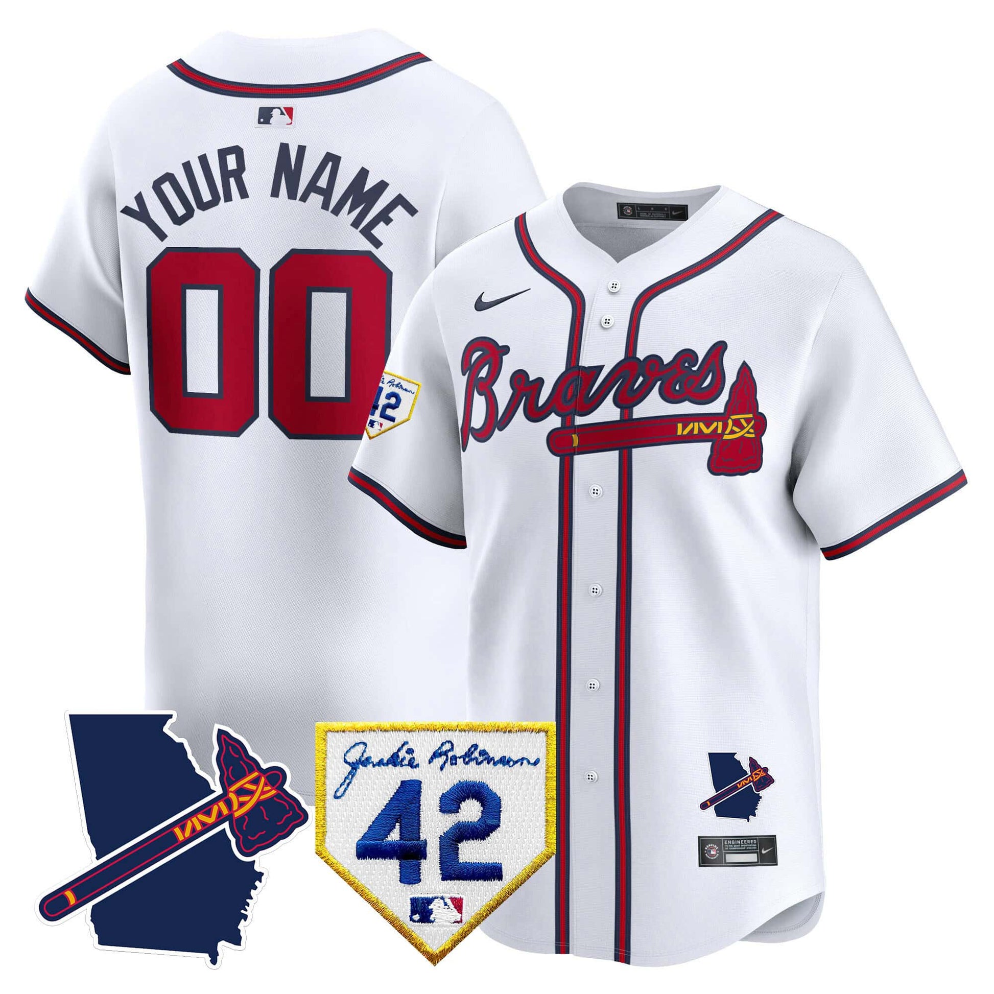 Atlanta Braves 2024 Robinson & Georgia Patch Vapor Premier Limited Custom Jersey - All Stitched