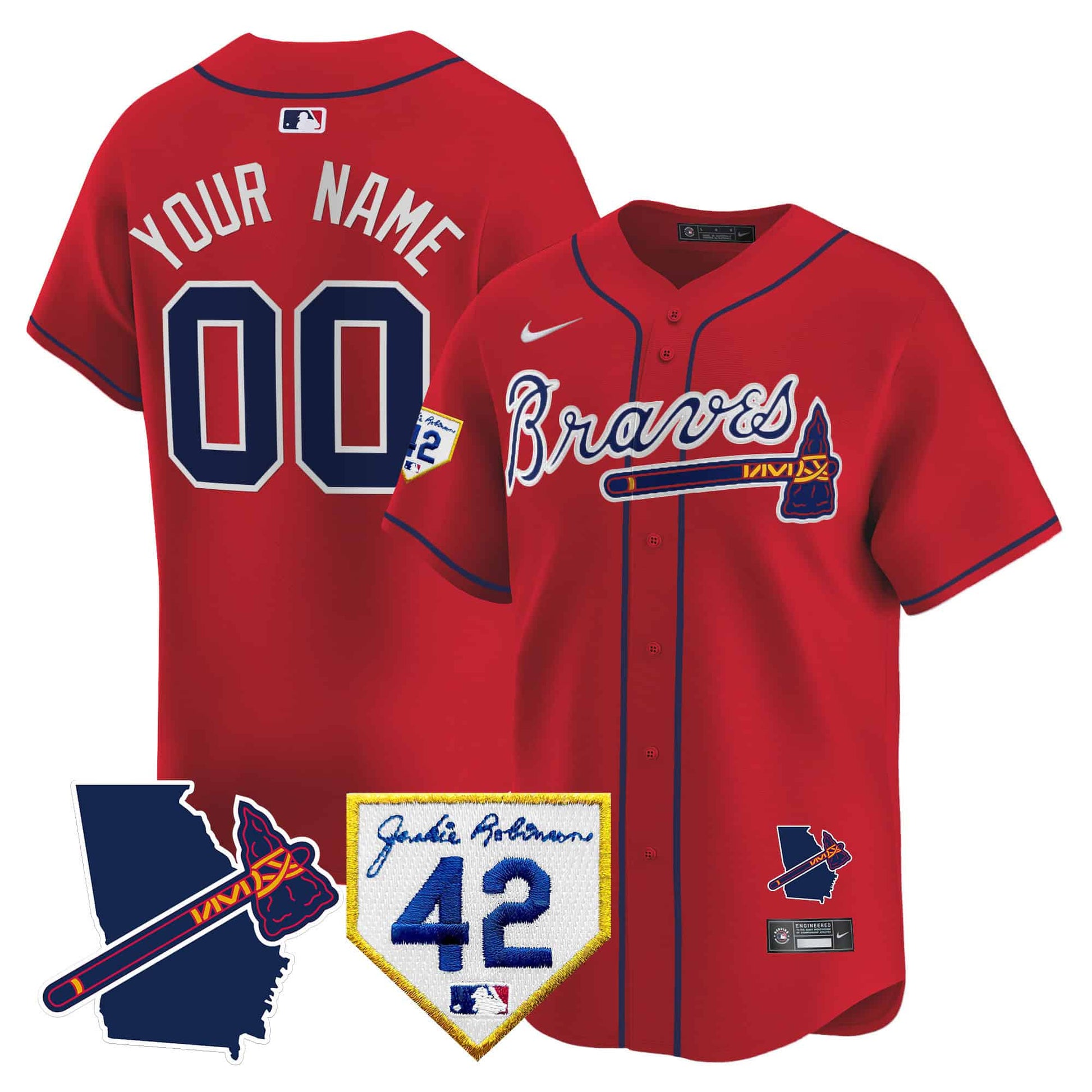 Atlanta Braves 2024 Robinson & Georgia Patch Vapor Premier Limited Custom Jersey - All Stitched