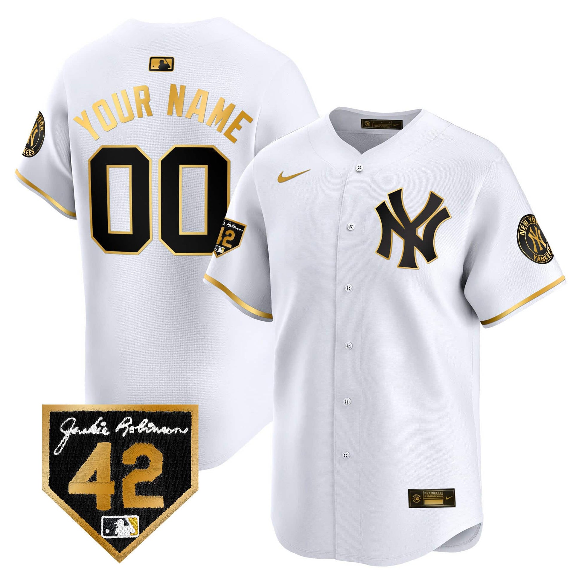 New York Yankees 2024 Jackie Robinson Patch Vapor Premier Limited Custom Jersey - All Stitched