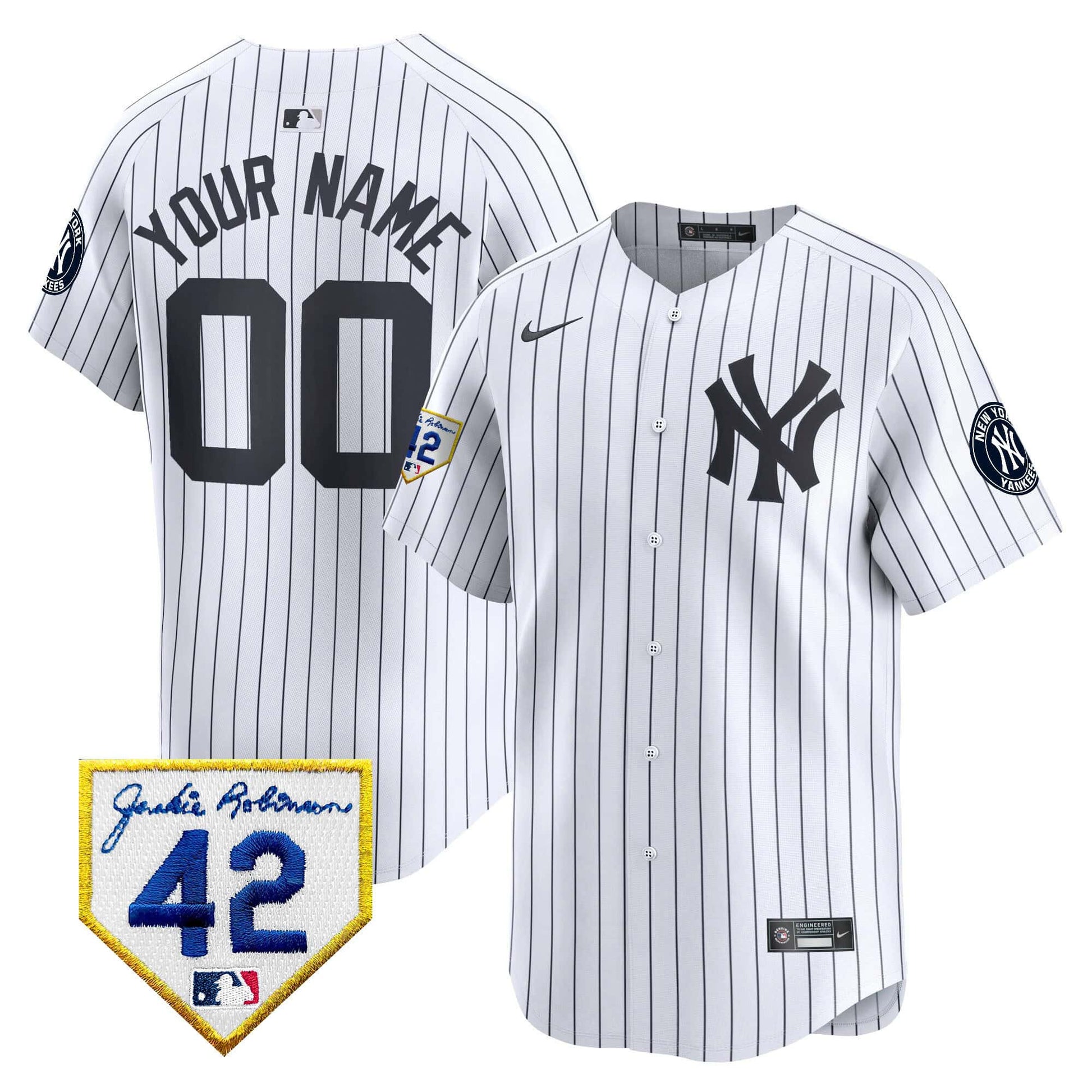 New York Yankees 2024 Jackie Robinson Patch Vapor Premier Limited Custom Jersey - All Stitched