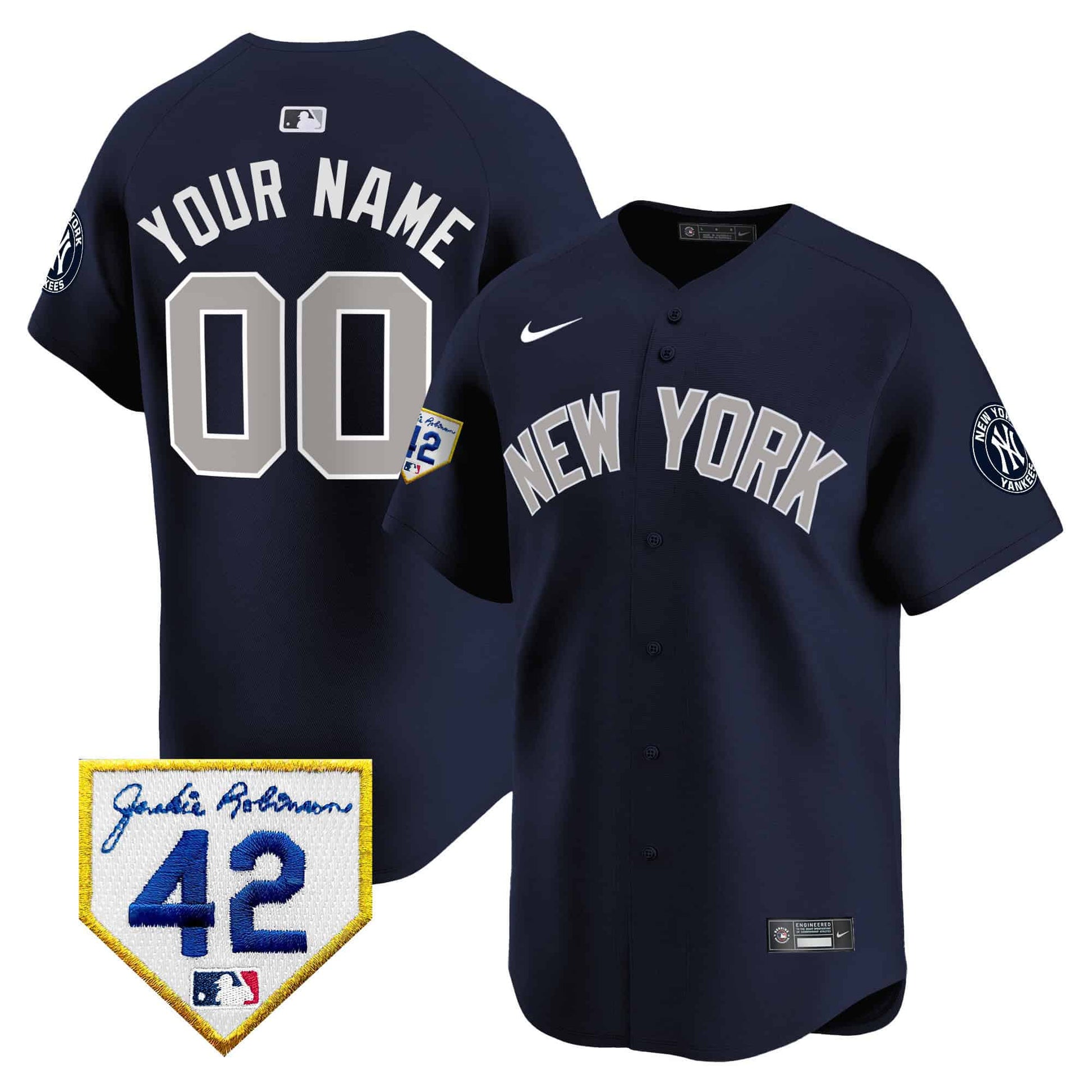 New York Yankees 2024 Jackie Robinson Patch Vapor Premier Limited Custom Jersey - All Stitched