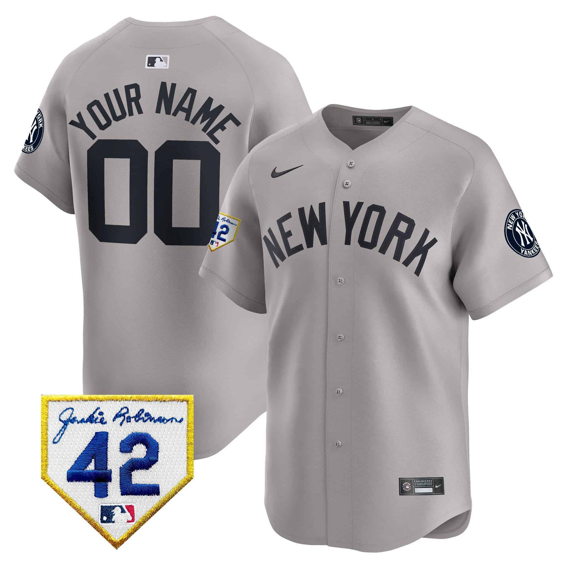 New York Yankees 2024 Jackie Robinson Patch Vapor Premier Limited Custom Jersey - All Stitched