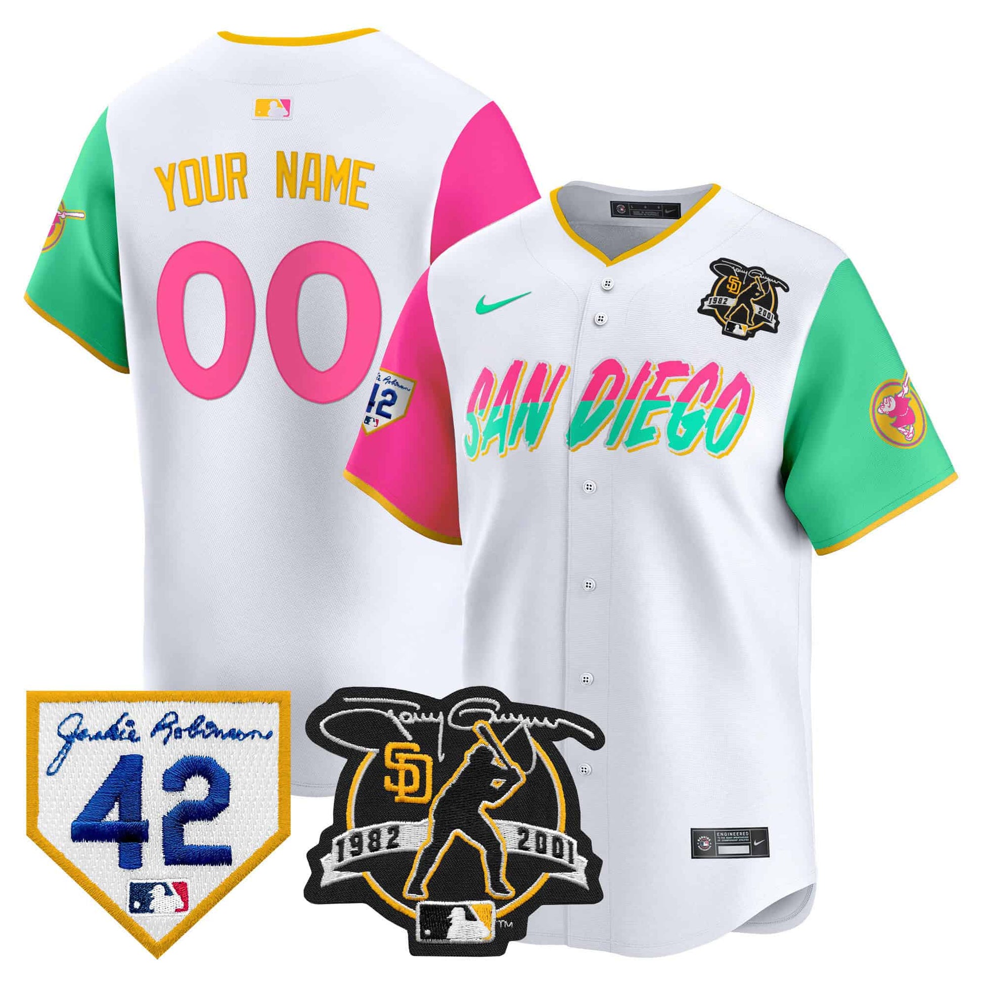 Padres 2024 Tony Gwynn & Robinson Patch Vapor Premier Limited Custom Jersey – All Stitched