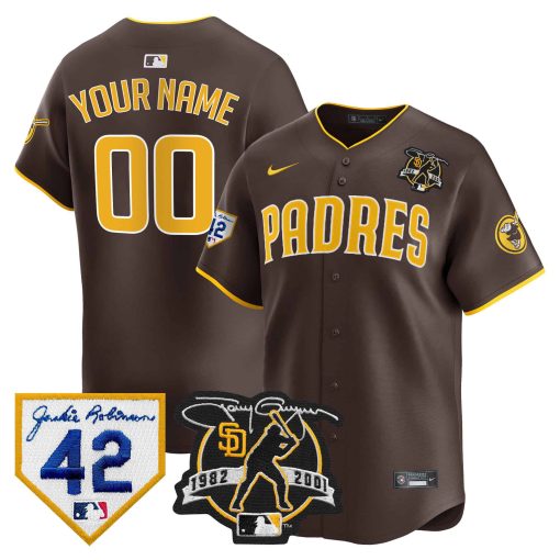 Padres 2024 Tony Gwynn & Robinson Patch Vapor Premier Limited Custom Jersey – All Stitched