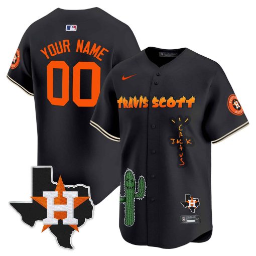 Houston Astros Cactus Jack Patch Vapor Premier Limited Custom Jersey V9 - Stitched