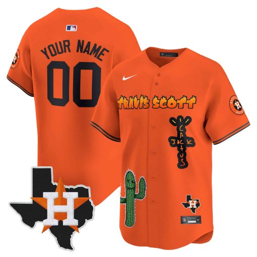 Houston Astros Cactus Jack Patch Vapor Premier Limited Custom Jersey V9 - Stitched