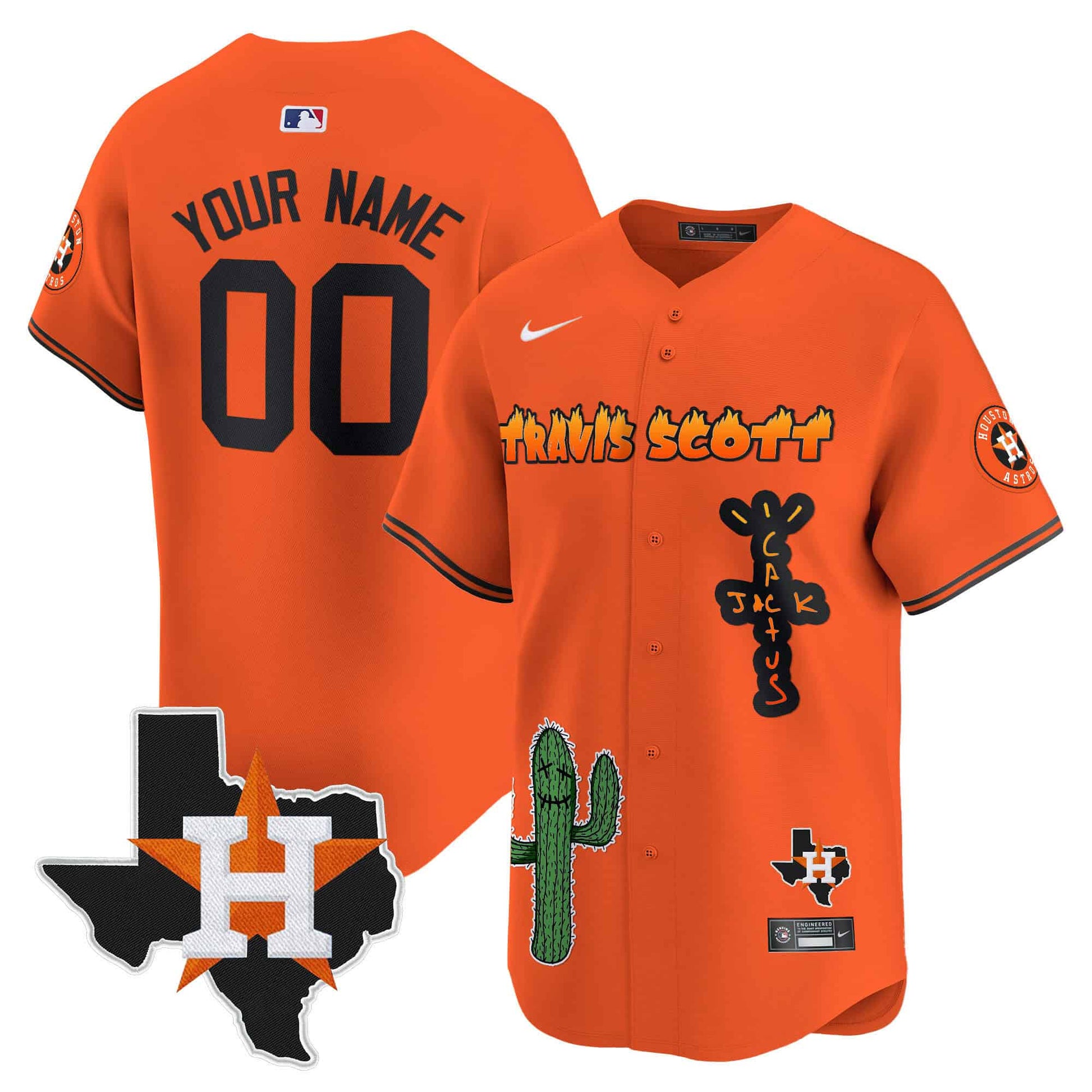 Houston Astros Cactus Jack Patch Vapor Premier Limited Custom Jersey V9 - Stitched