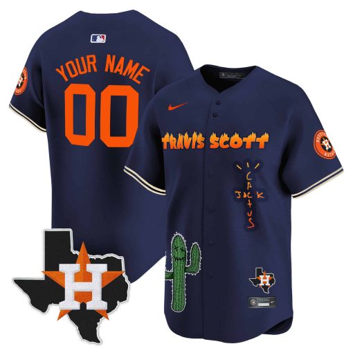 Houston Astros Cactus Jack Patch Vapor Premier Limited Custom Jersey V9 - Stitched