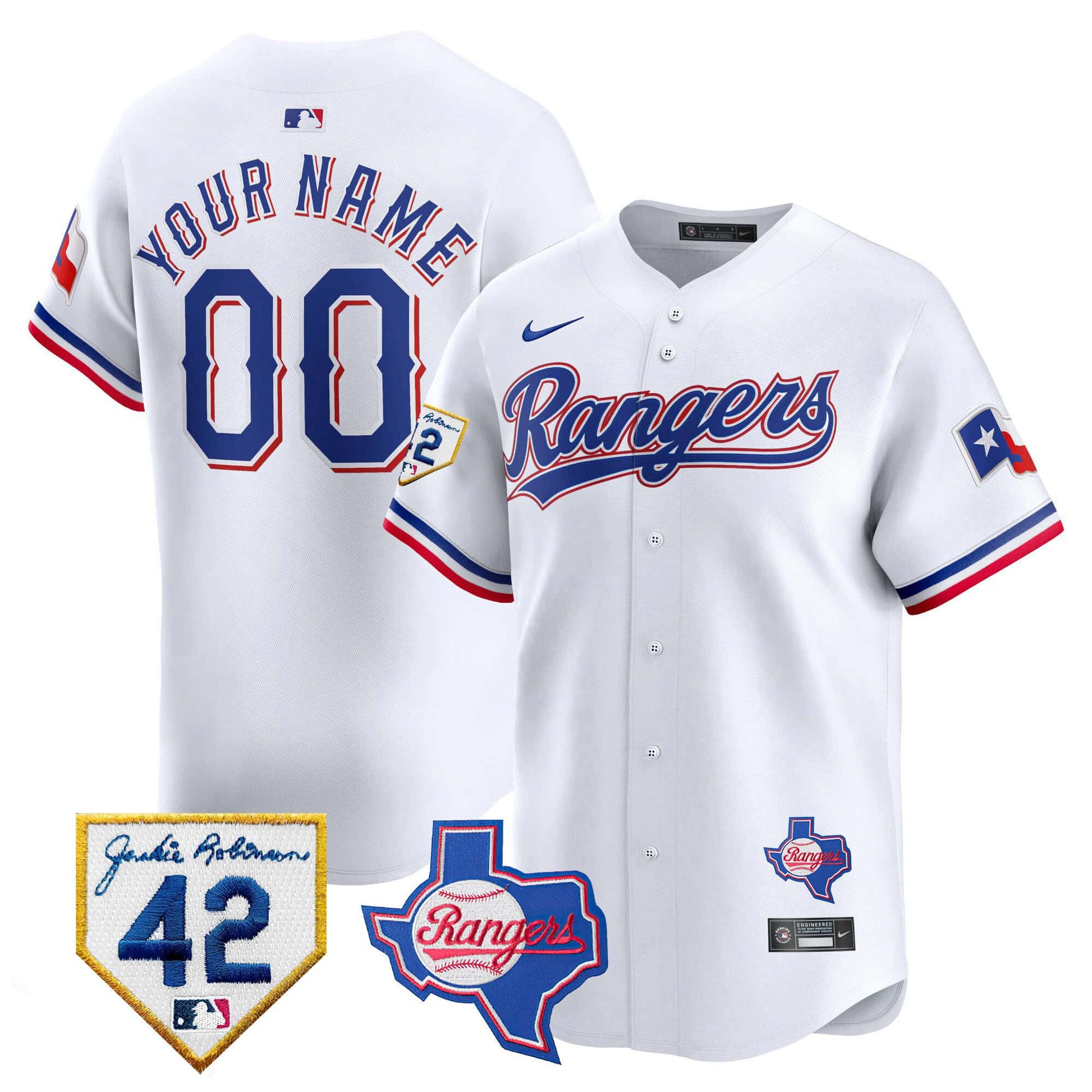 Texas Rangers 2024 Jackie Robinson Patch Vapor Premier Limited Custom Jersey - All Stitched