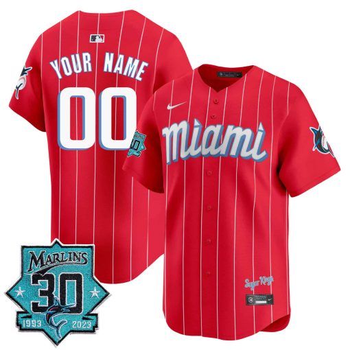 Miami Marlins 30 Seasons Anniversary Patch Vapor Premier Limited Custom Jersey – All Stitched