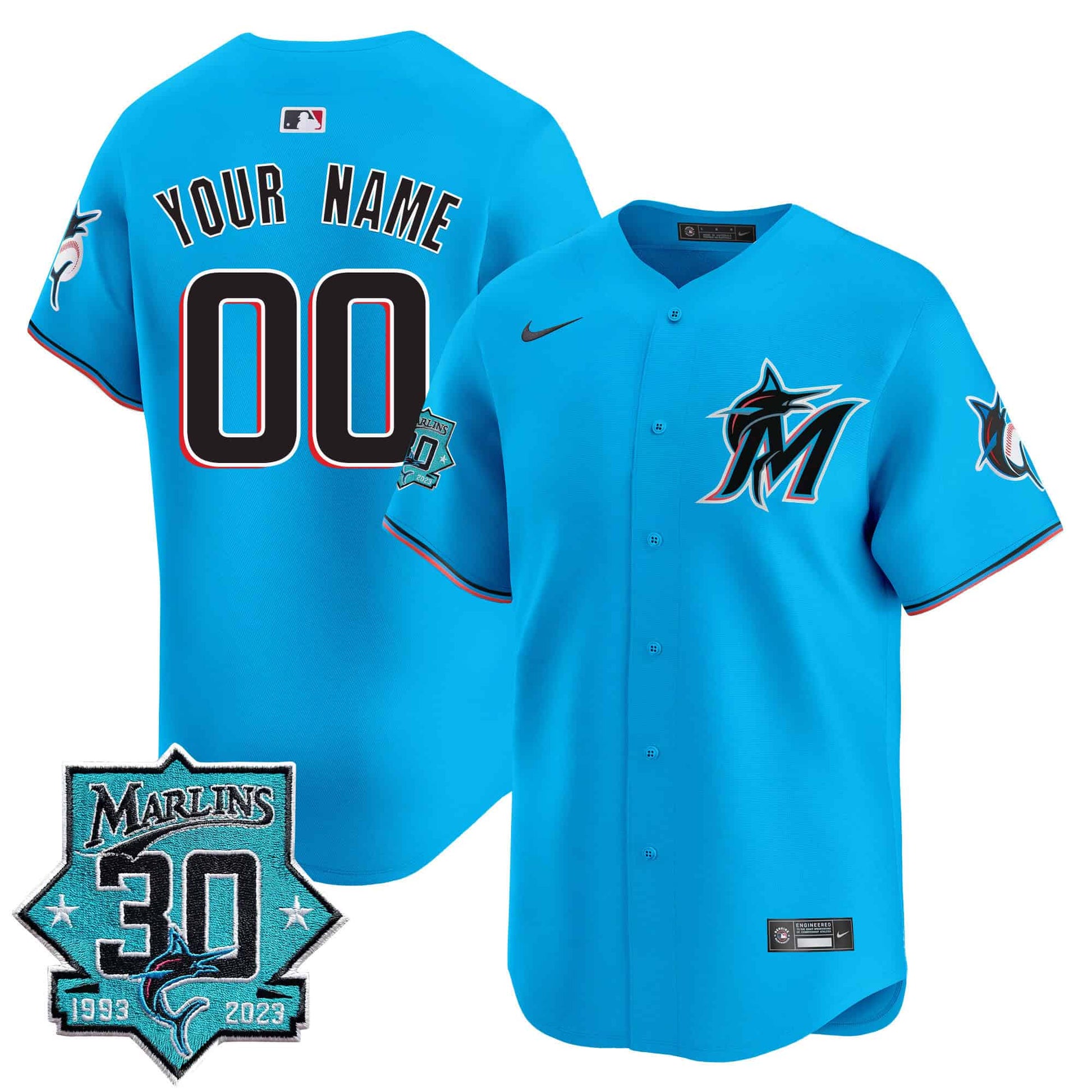Miami Marlins 30 Seasons Anniversary Patch Vapor Premier Limited Custom Jersey – All Stitched