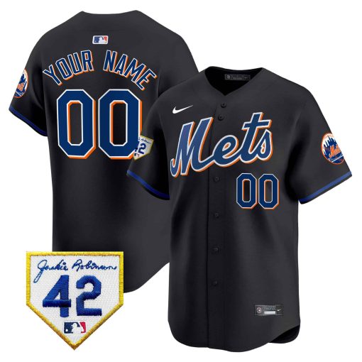 New York Mets Jackie Robinson Patch Vapor Premier Limited Custom Jersey - All Stitched