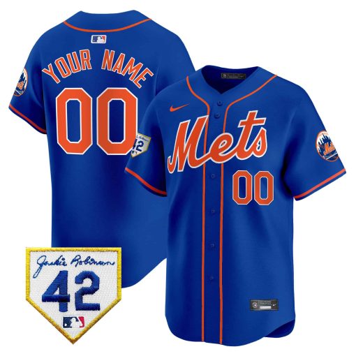 New York Mets Jackie Robinson Patch Vapor Premier Limited Custom Jersey - All Stitched