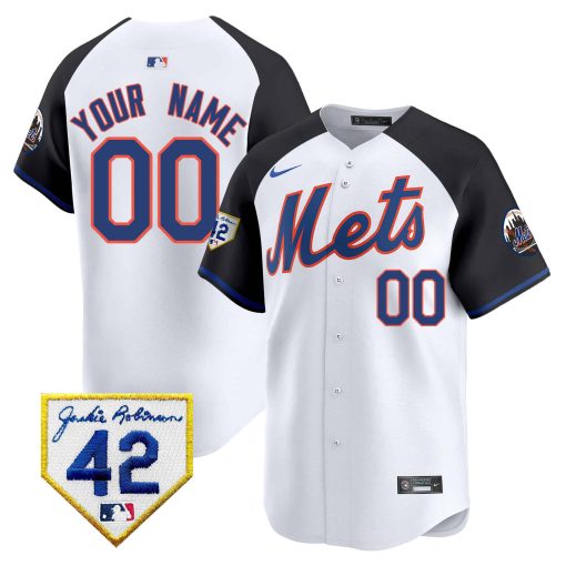 New York Mets Jackie Robinson Patch Vapor Premier Limited Custom Jersey - All Stitched