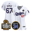 Women's Dodgers Fernando Valenzuela Memorial & 2024 World Series Patch Vapor Premier Limited Jersey - All Stitched